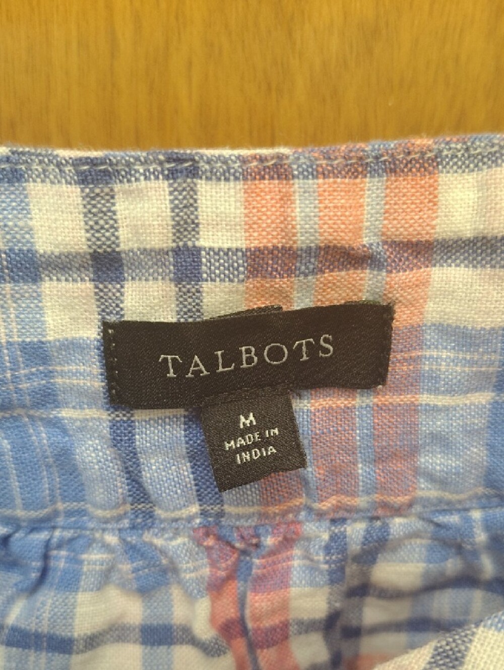 Talbots Linen Square Neck Shell In Paradise Plaid - Picture 2 of 7